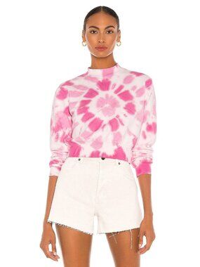 Pam & Gela Medium Tie-Dye Pink & White Cropped Sweatshirt